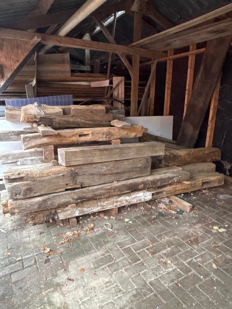 Oude Gebinten - Lange Lengtes & Stukken van 1,5m, Doe-het-zelf en Verbouw, Hout en Planken, Gebruikt, Balk, Overige houtsoorten