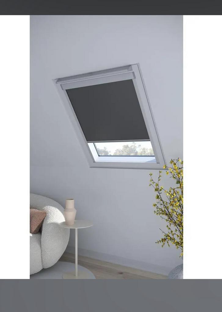 Dakraam rolgordijn Dave verduisterend kleur antraciet 2x, Ophalen, Overige kleuren, Nieuw, 50 tot 100 cm