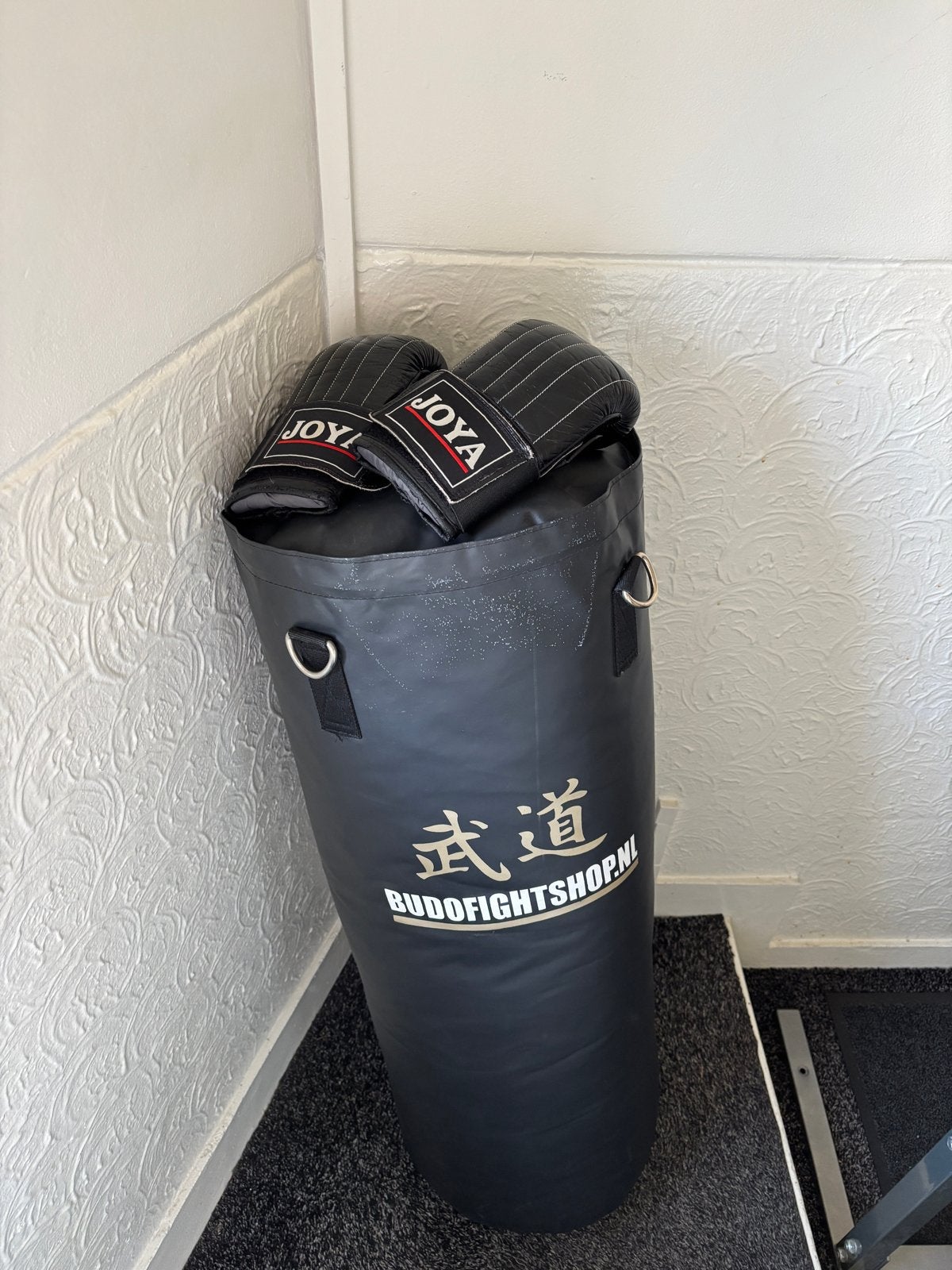 Bokszak 1m met standaard en Joya bokshandschoenen (S), Sport en Fitness, Ophalen, Gebruikt, Overige, Vechtsportmateriaal