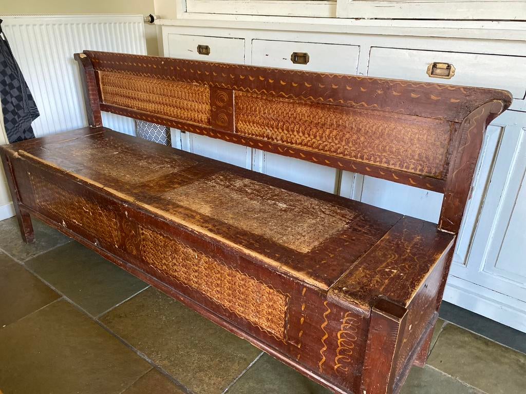 Houten klepbank met veel opbergruimte, Tuin en Terras, Tuinbanken, Ophalen, Gebruikt