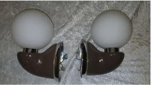 vintage set wandlampen Colani space age bruin, Ophalen, Bruin, E14 (klein), Zo goed als nieuw