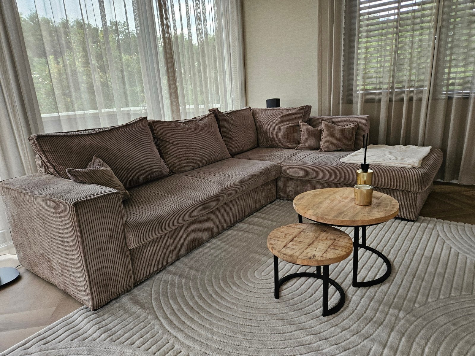 Moderne rib Hoekbank - Comfortabel en Stijlvol, Huis en Inrichting, Ophalen, Modern, Comfortabel, Gebruikt, Hoekbank