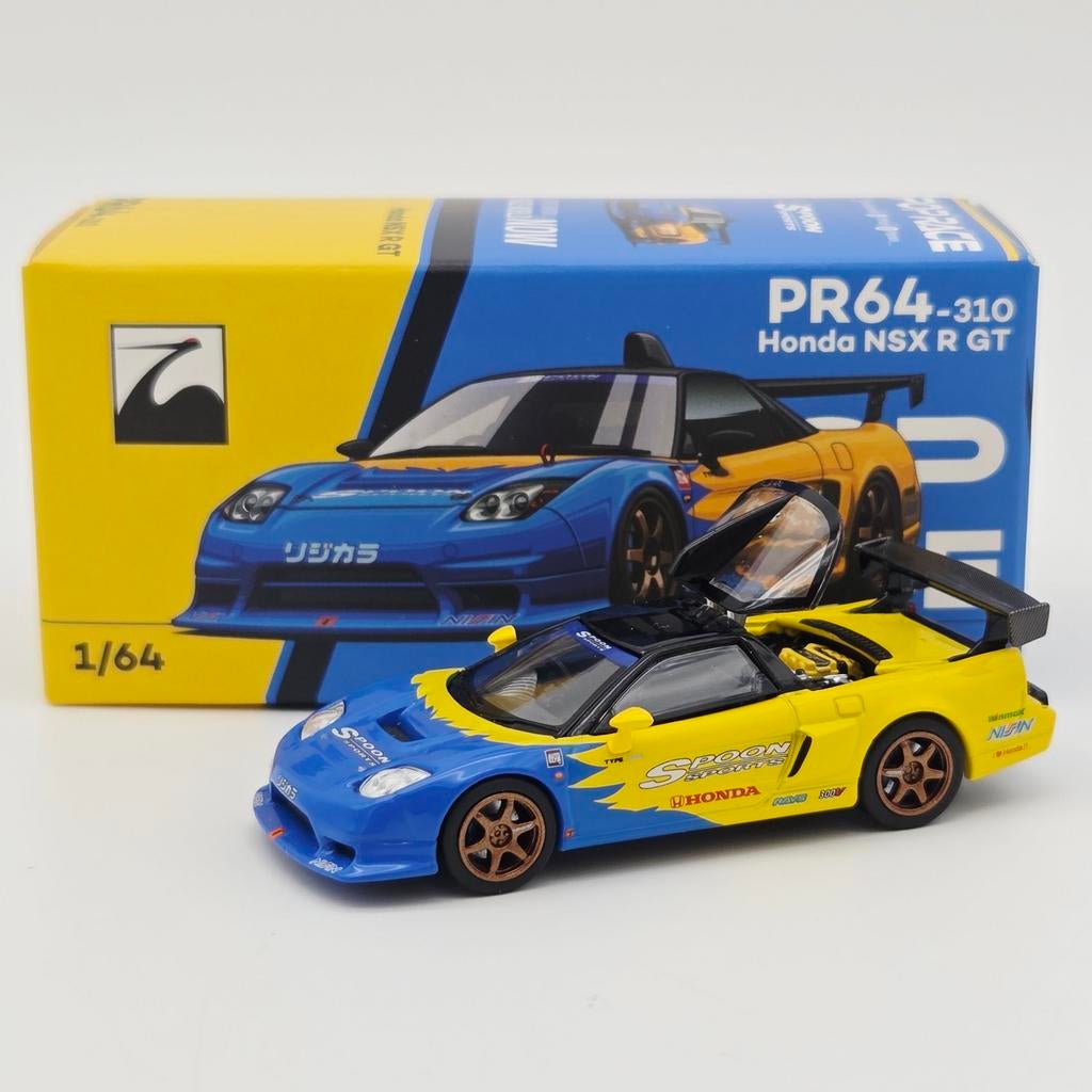 Pop Race Spoon NSX-R GT 1:64 - Geel/Blauw - Nieuw, Auto, Onbekend, Nieuw, Ophalen of Verzenden