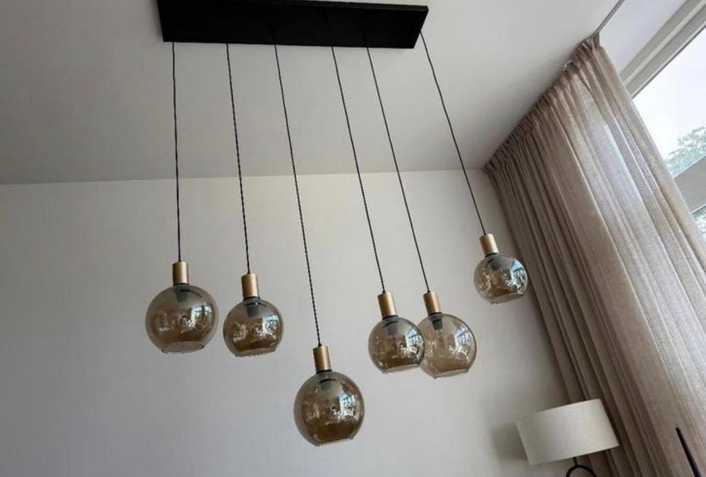 Masterlight hanglamp met 6 bollen - Zo goed als nieuw, Ophalen, Zo goed als nieuw, Glas, 75 cm of meer