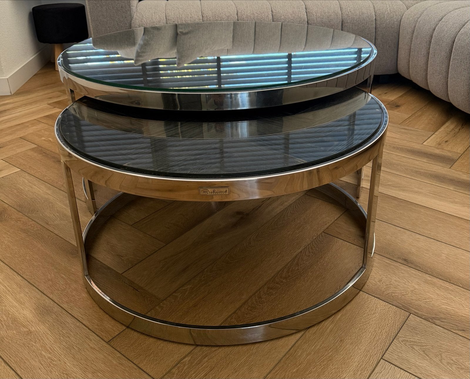 Richmond salontafels met glazen blad, Ophalen, Zo goed als nieuw, Rond, Glas