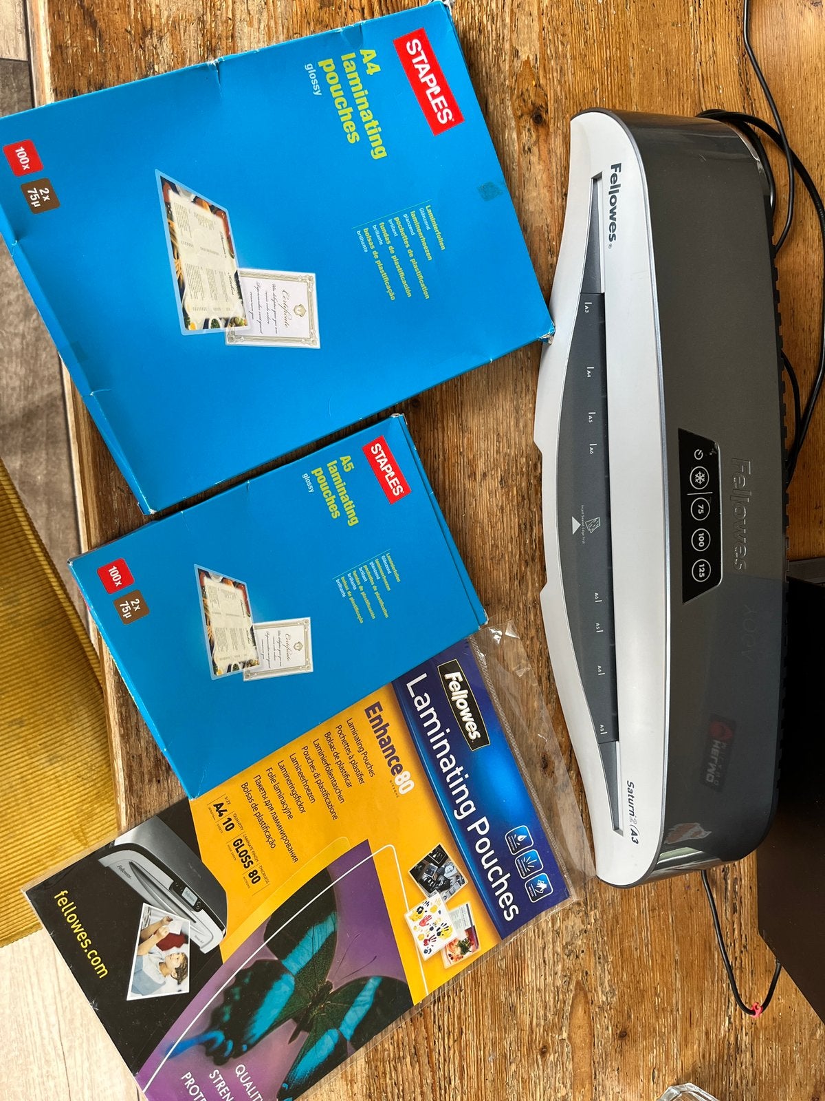 Fellowes Saturn2 lamineermachine max. A3 formaat, Ophalen, Zo goed als nieuw