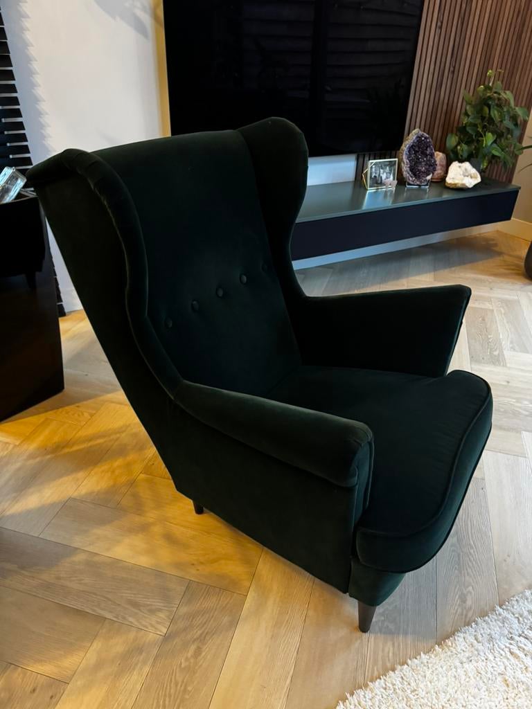 Fauteuil donkergroen, Ophalen, Zo goed als nieuw, 75 tot 100 cm, 50 tot 75 cm