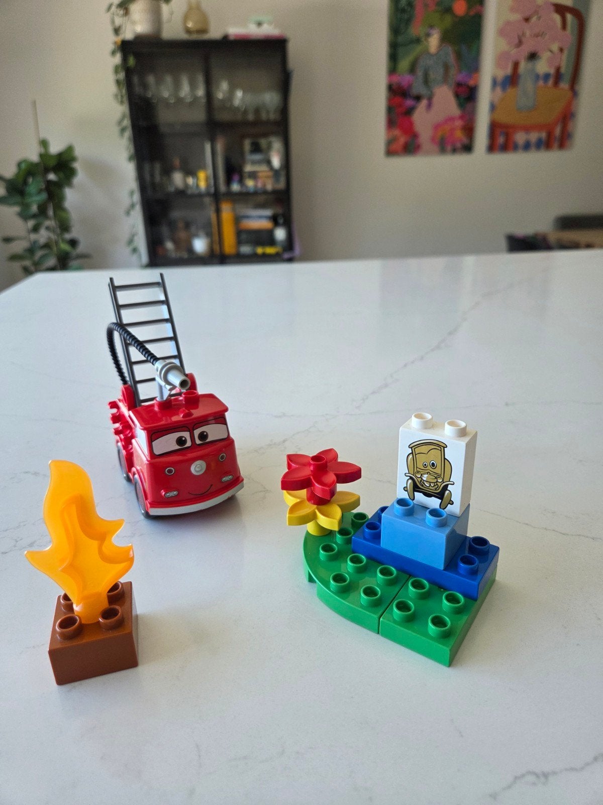 Lego Duplo 6132 Cars Brandweerwagen en Takelwagen set, Inclusief minifiguren, Gebruikt, Overige thema's, Ophalen of Verzenden