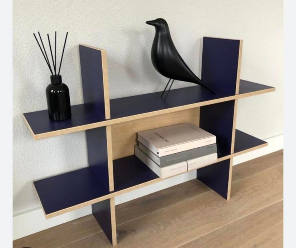 Vintage wandrek / boekenrek Ikea Robin blauw, Ophalen