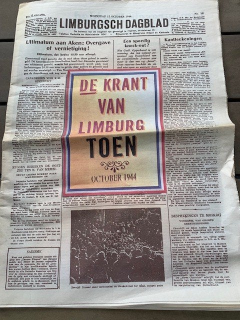 krant van limburg 1944, Ophalen of Verzenden, 20e eeuw of later, Gelezen