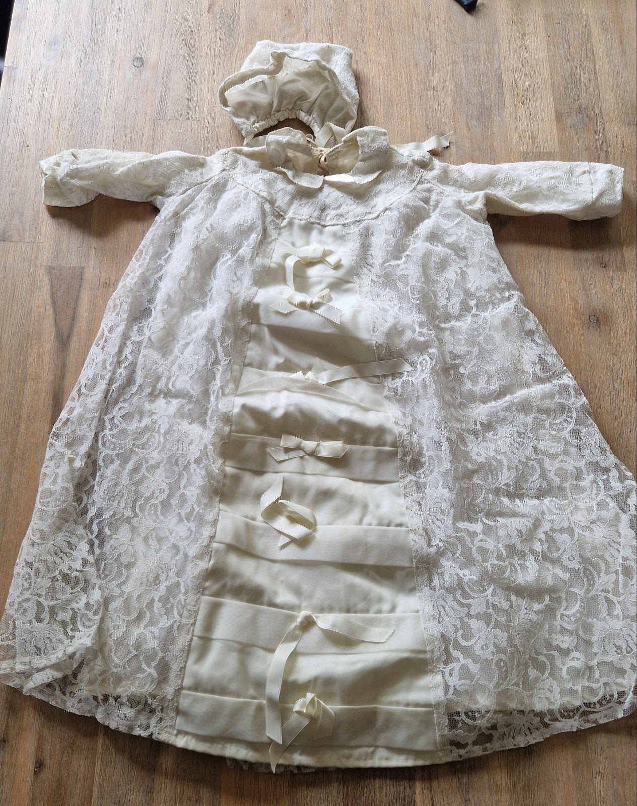 Vintage Doopjurkje met Kant en Bijpassend Mutsje, Ophalen of Verzenden, Gebruikt, Onbekend, Jongetje of Meisje