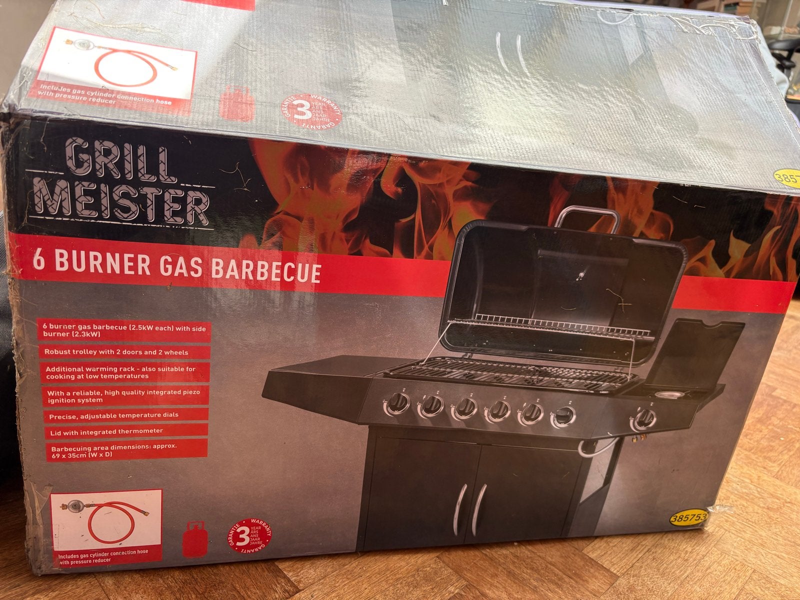 Nieuwe Grill Meister 6-pits gasbarbecue met beschermhoes, Ophalen, Nieuw