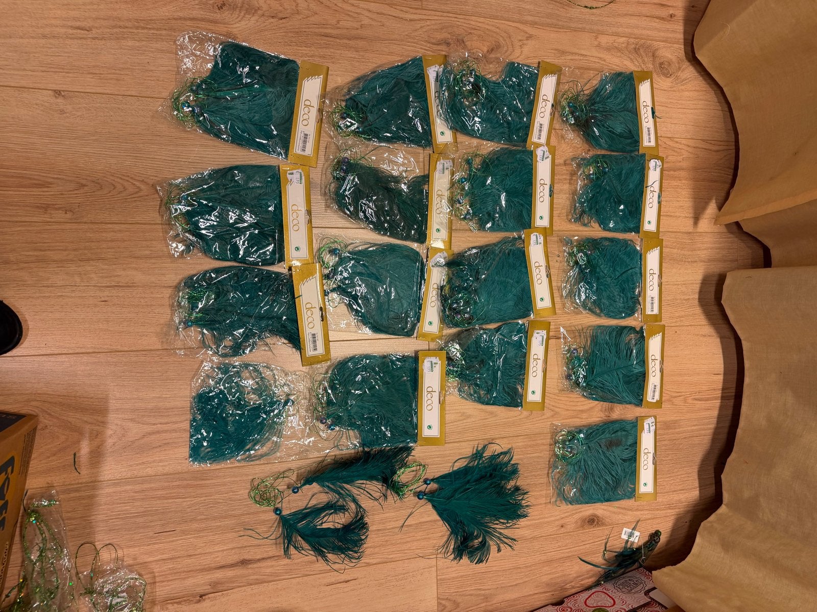 (Kerst) versiering turquoise, groen slingers/veren/pegels, Diversen, Ophalen of Verzenden