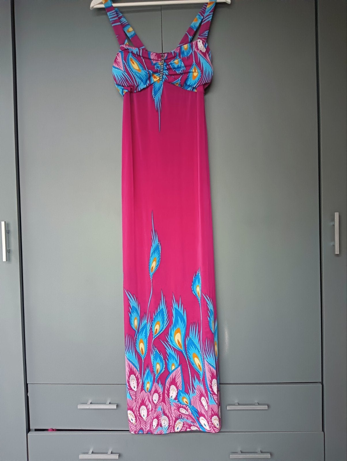Soepele zonnejurk in knalroze/blauw mt S, mooie bovenkant, Kleding | Dames, Ophalen of Verzenden, Onbekend, Roze, Maat 36 (S)