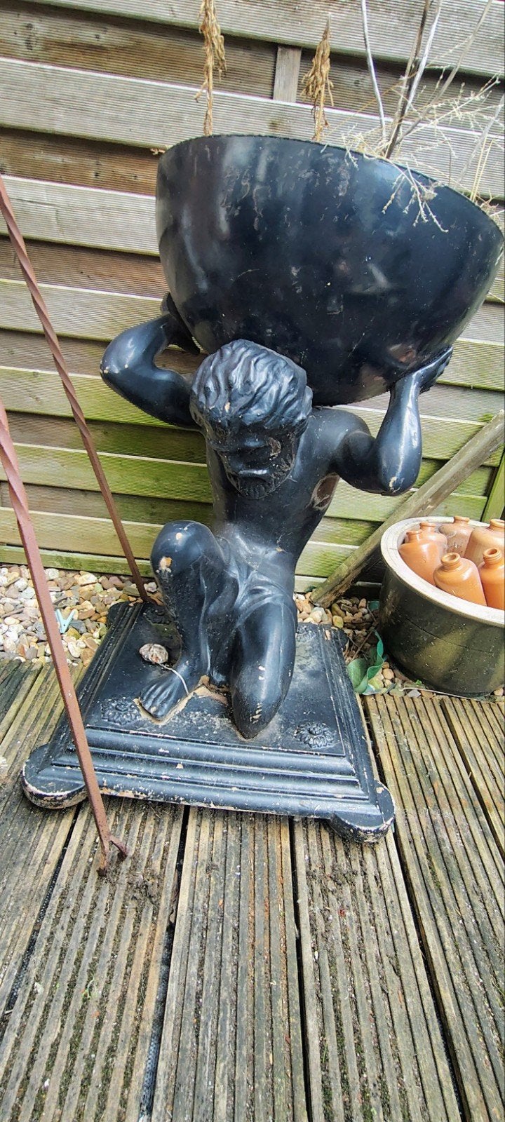 Kunstof Atlas Beeld Plantenbak - Tuindecoratie, Tuin en Terras, Ophalen, Gebruikt, Kunststof, Balkon