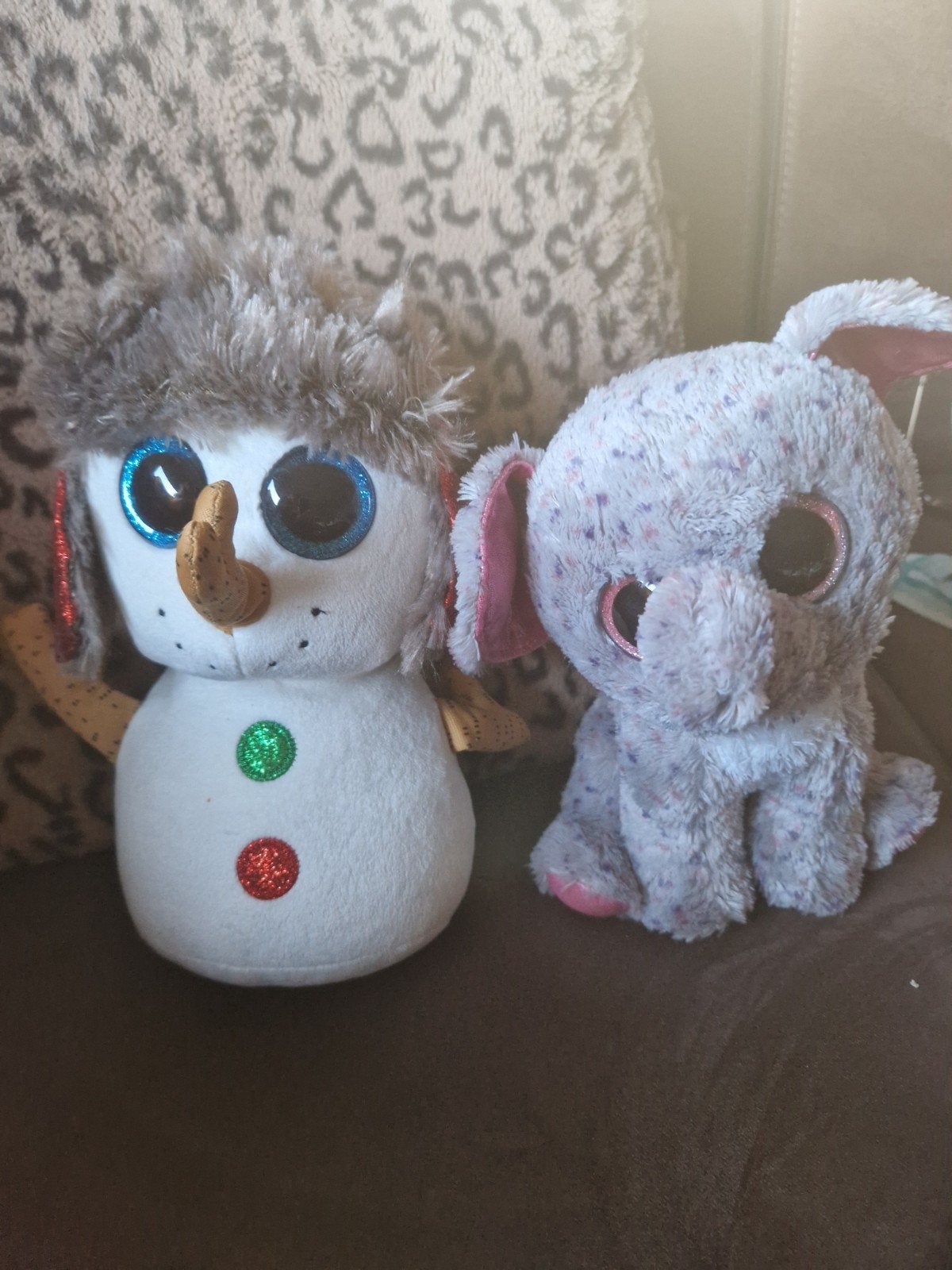 Ty Beanie Boo sneeuwpop en olifant knuffels, Gebruikt, Grijs, Ophalen of Verzenden, Olifant