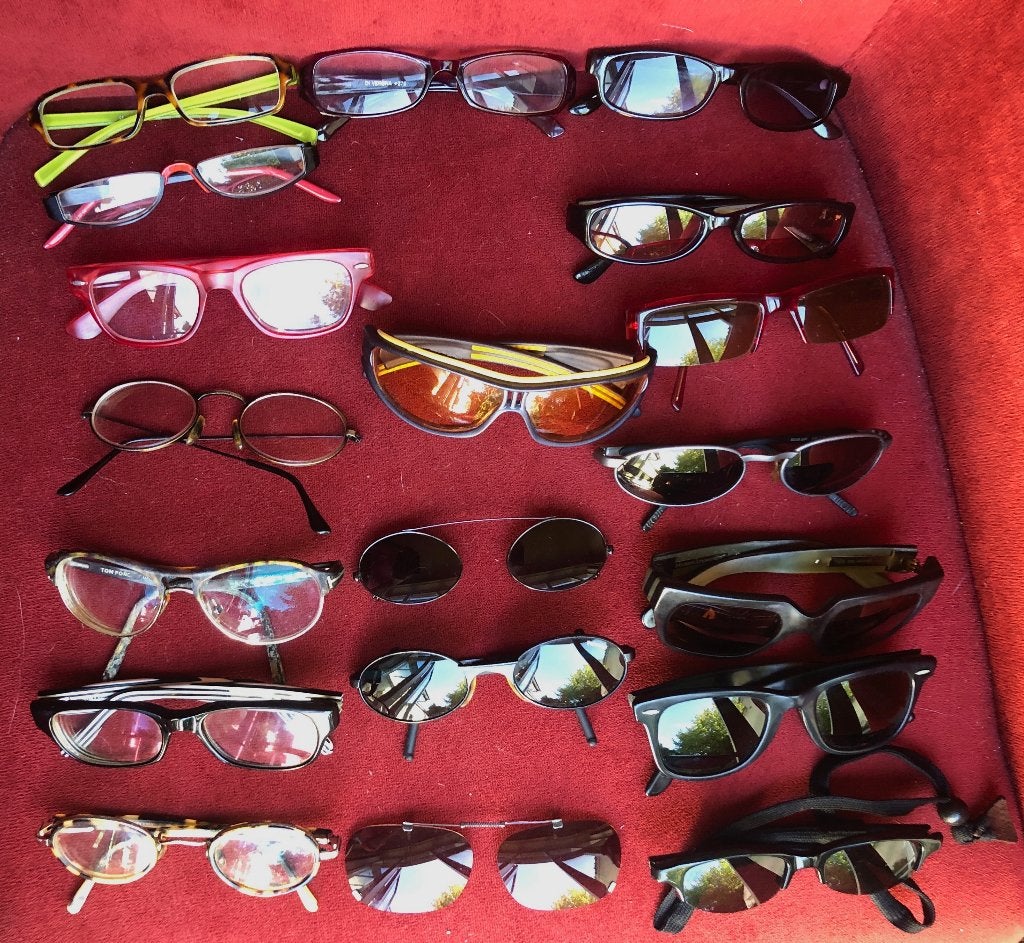 Vintage brillen collectie: 19 stuks met diverse merken, Overige merken, Gebruikt, Overige kleuren, Ophalen of Verzenden