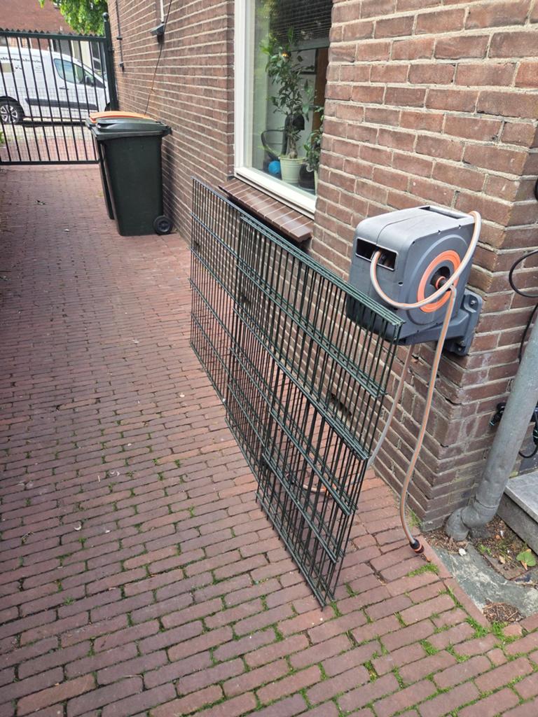 3 gepoedercoate draadhekken (diverse maten), Ophalen of Verzenden, Gebruikt, IJzer, Tuinhek