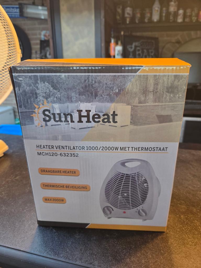 Sun Heat Heater Ventilator 1000/2000W met Thermostaat, Ophalen of Verzenden, Nieuw