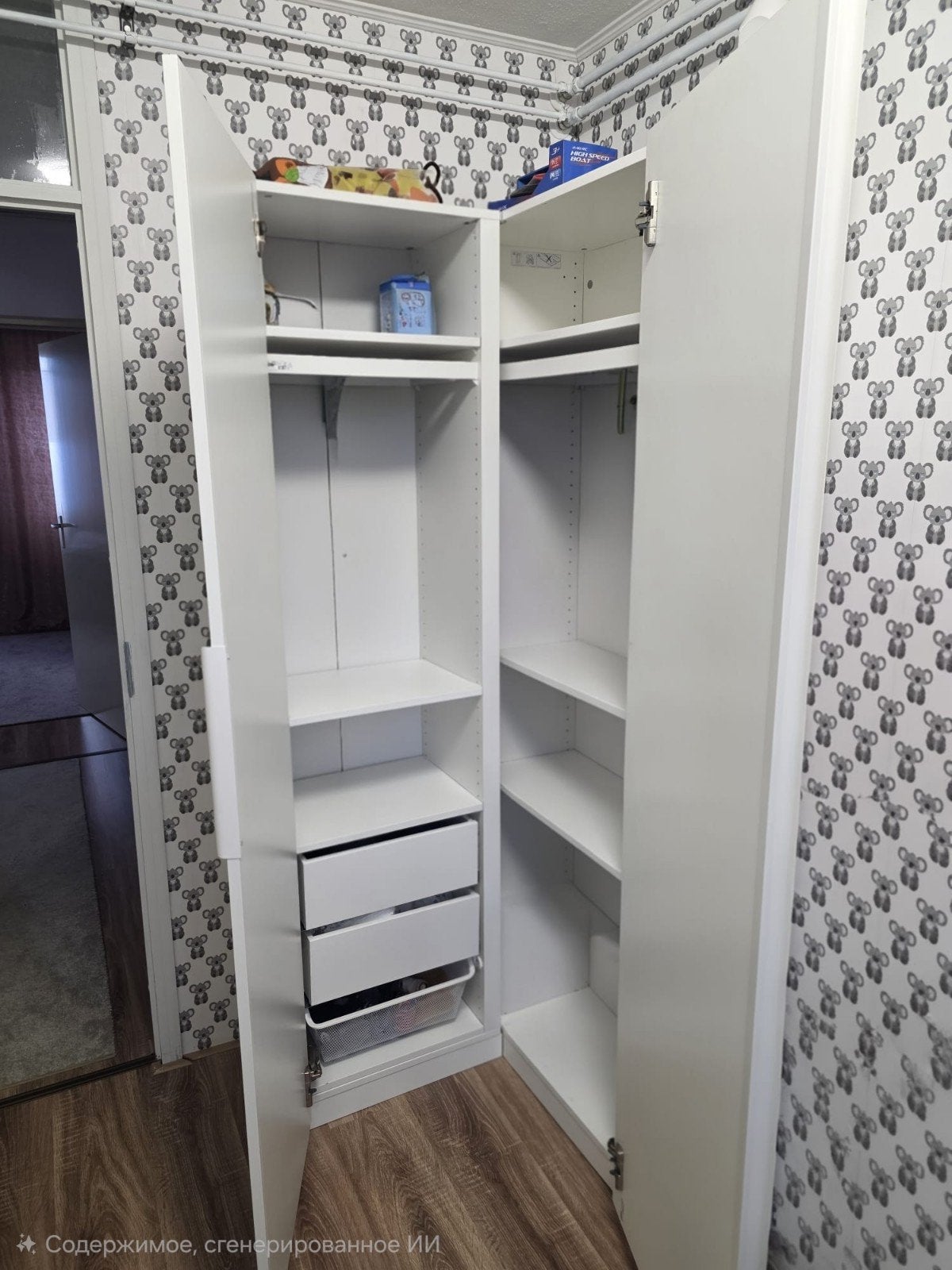 Witte hoekkast met planken en lades, Ophalen, Gebruikt, 200 cm of meer, Met lade(s)