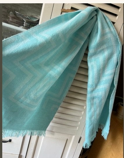 Turqooise sjaal, Kleding | Dames, Ophalen, Zo goed als nieuw, Maat 46/48 (XL) of groter, Sjaal