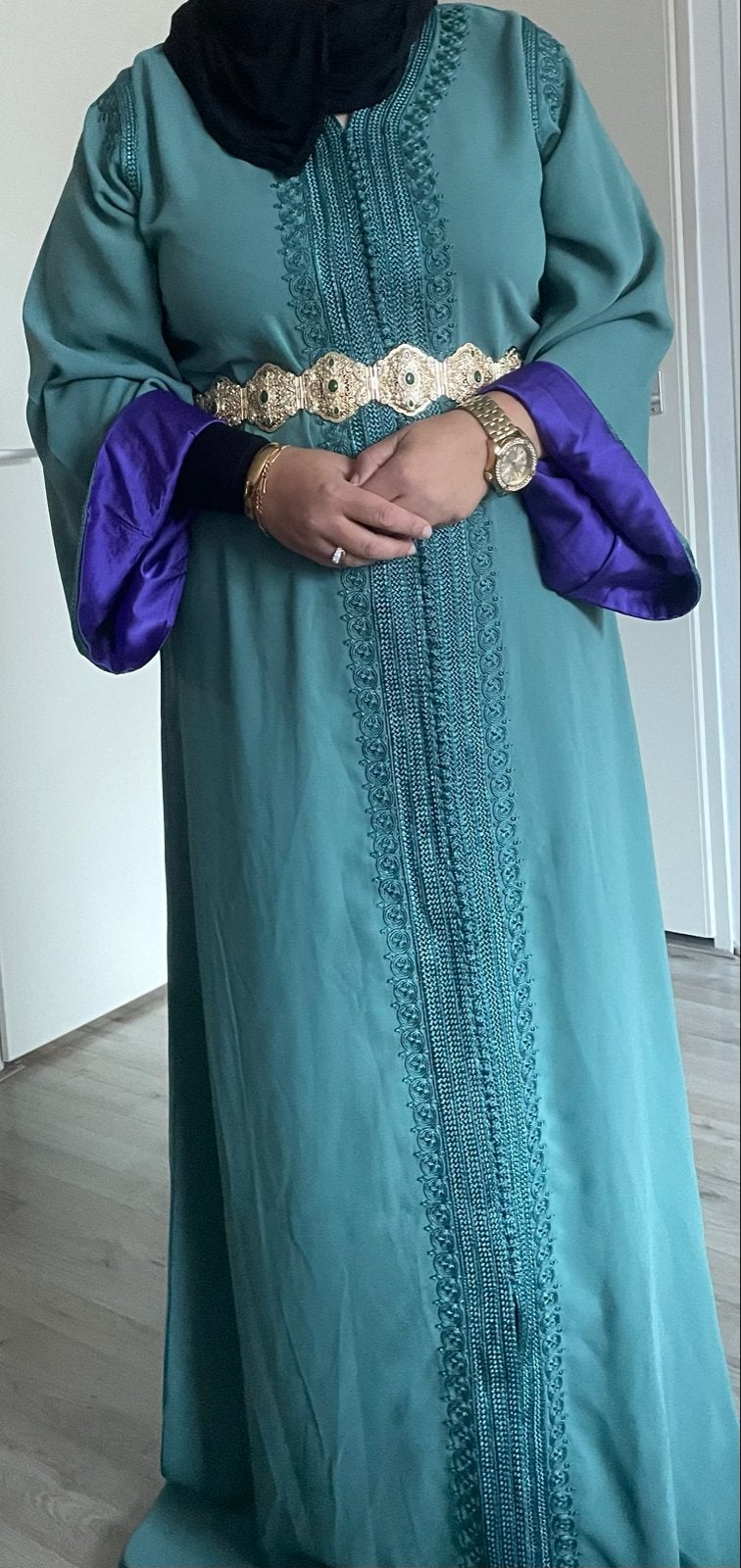 Kaftan maat 46/48, 1x gedragen, paarse voering, Ophalen of Verzenden, Gedragen, Maat 46/48 (XL) of groter, Paars