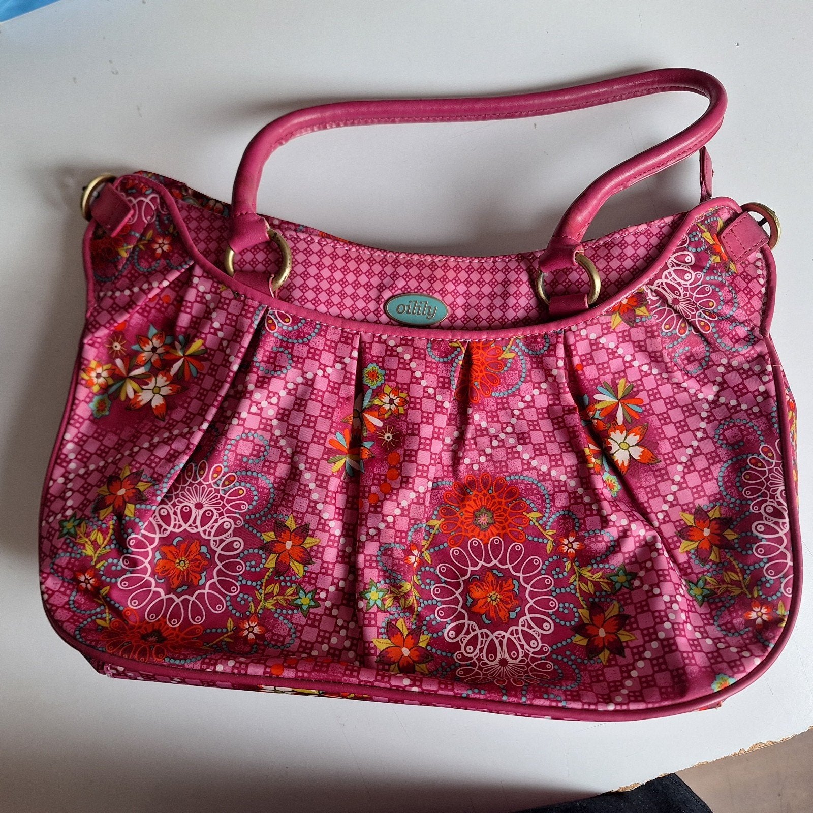 Roze Oilily tas met vakken, Ophalen of Verzenden, Gebruikt, Roze, Handtas