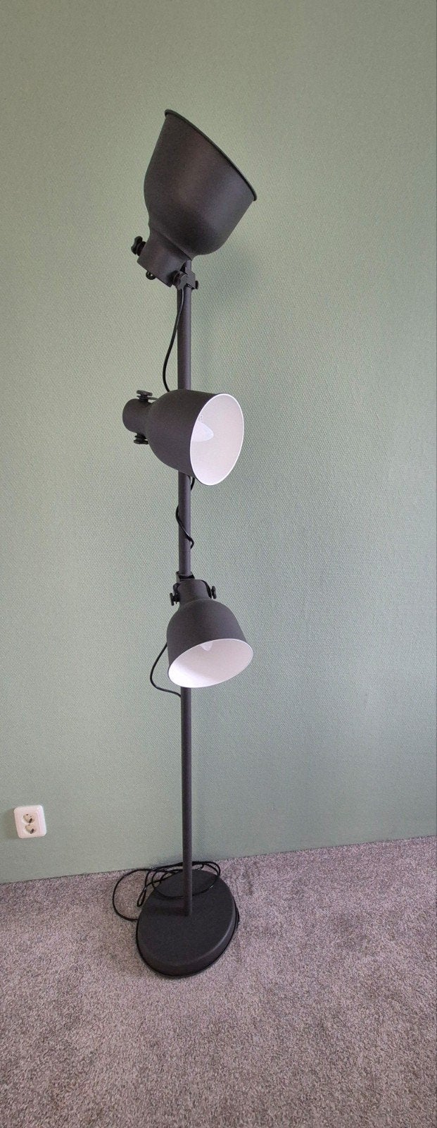 Moderne staande lamp met 3 verstelbare spots - Donkergrijs, Ophalen, Modern, Industrieel, E14 (klein), Zo goed als nieuw