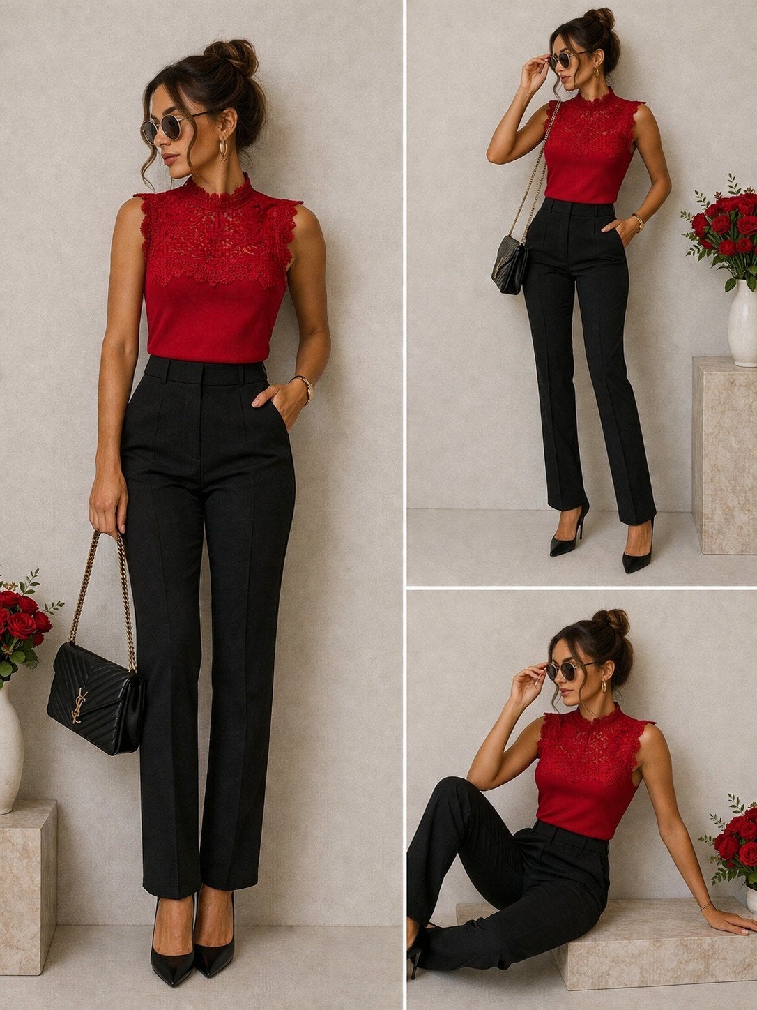 Rode kanten blouse H&M maat s, Kleding | Dames, H&M, Onbekend, Ophalen of Verzenden, Zo goed als nieuw