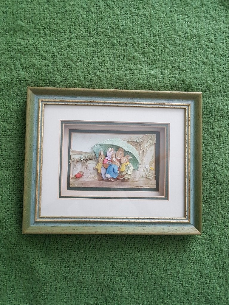 Muurdecoratie 3D - Konijntjes 27 x 22 cm, Ophalen of Verzenden, Zo goed als nieuw, Handgemaakt, Decoratieobject