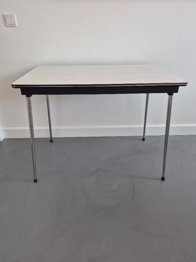 mooie witte vintage formica tafel, Huis en Inrichting, Tafels | Eettafels, Gebruikt, 100 tot 150 cm, 50 tot 100 cm, Rechthoekig