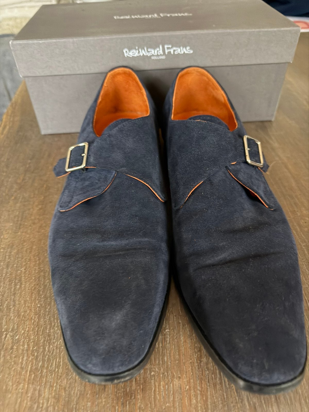 Suede herenschoenen, Reinhard Frans, Kleding | Heren, Blauw, Ophalen of Verzenden, Gespschoenen, Zo goed als nieuw