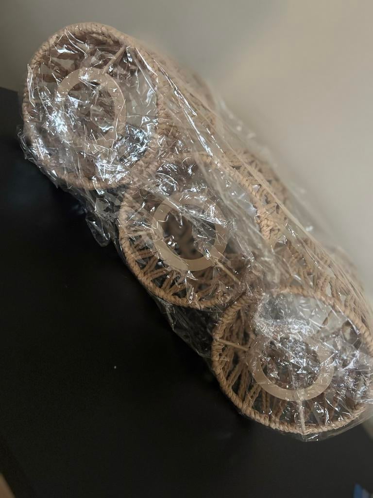 Set van 3 rotan waxinelichthouders - Nieuw in verpakking, Huis en Inrichting, Ophalen, Nieuw, Hout, Ibiza