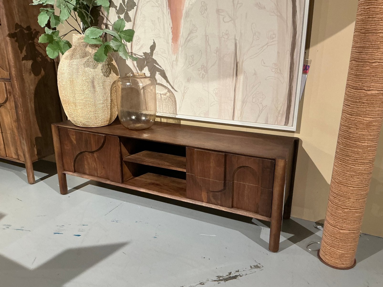 Tv- meubel, mango hout, Ophalen, Zo goed als nieuw, 25 tot 50 cm