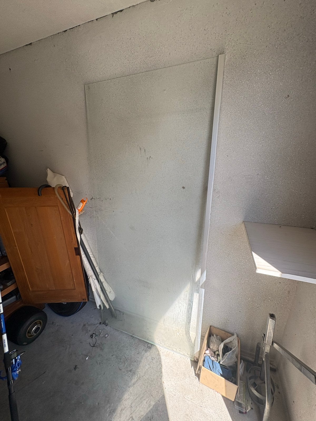 Douchewand van glas, Ophalen, Gebruikt, Met douche