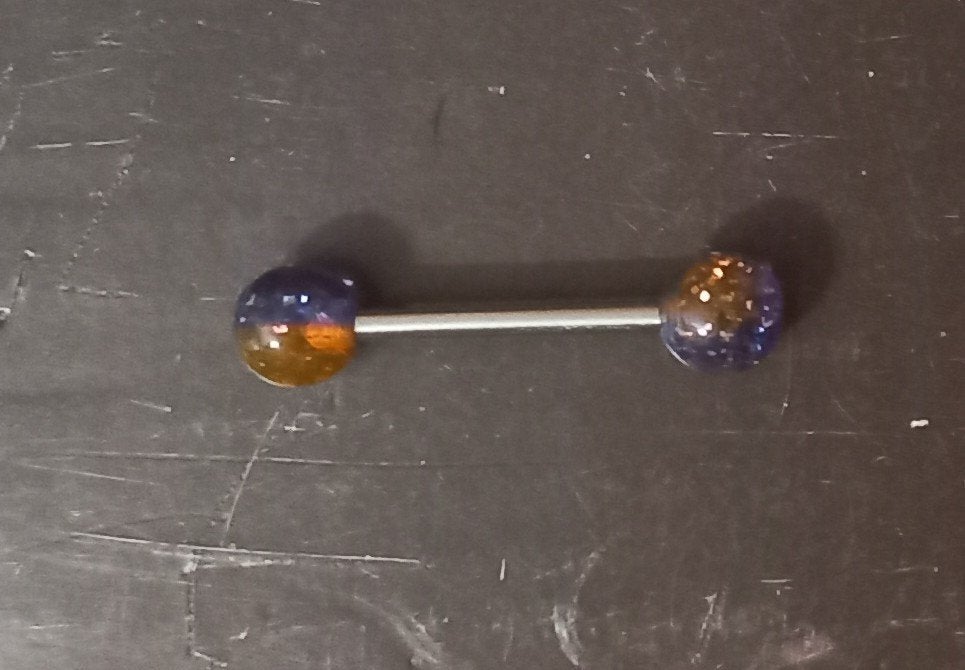 Chirurgisch stalen tongpiercing met glitterballetjes, Sieraden, Tassen en Uiterlijk, Piercings, Ophalen of Verzenden, Nieuw, Staal