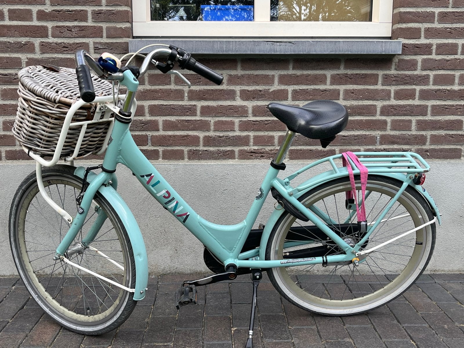 Alpina fiets met mandje - Lichtblauw 24 inch, Fietsen en Brommers, Terugtraprem, Gebruikt, 50 tot 53 cm, Ophalen