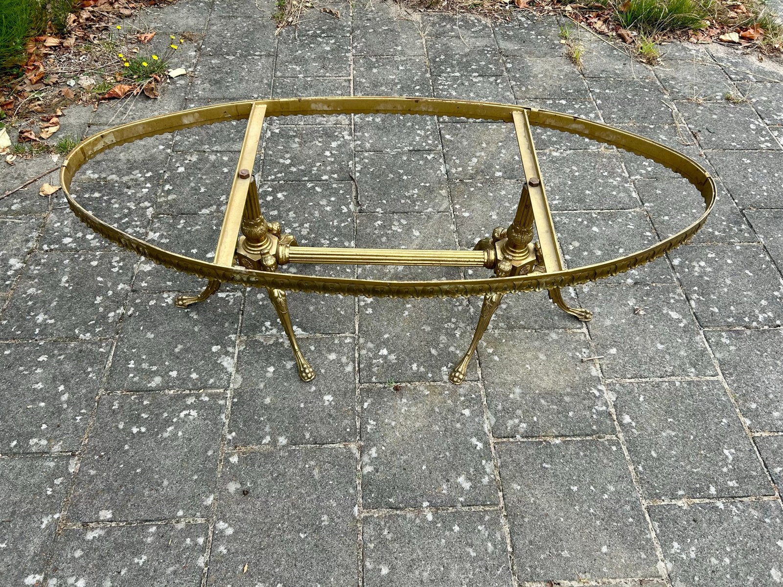 Vintage Messing Salontafel Onderstel - Ovaal, Minder dan 45 cm, Gebruikt, Metaal of Aluminium, Ophalen of Verzenden