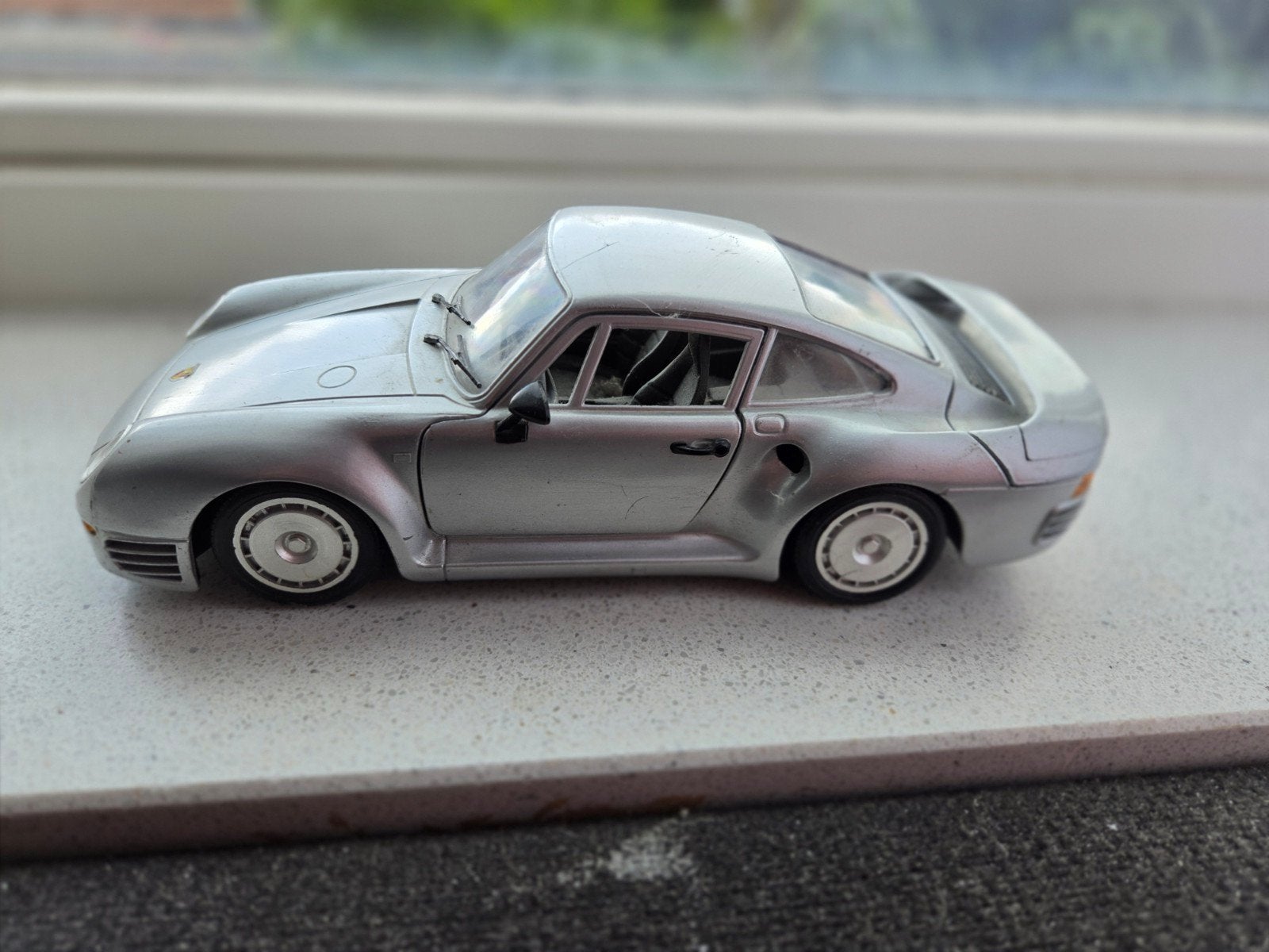 Porsche 959 modelauto 1:18 Polistil Tonka zilver, Ophalen of Verzenden, Gebruikt, Auto, Overige merken