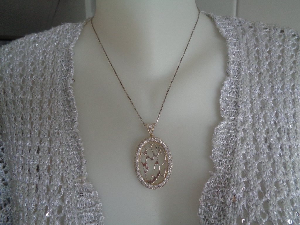 zilveren vergulde ketting met mooie grote hanger [058], Verzenden, Met hanger, Zo goed als nieuw, Goud
