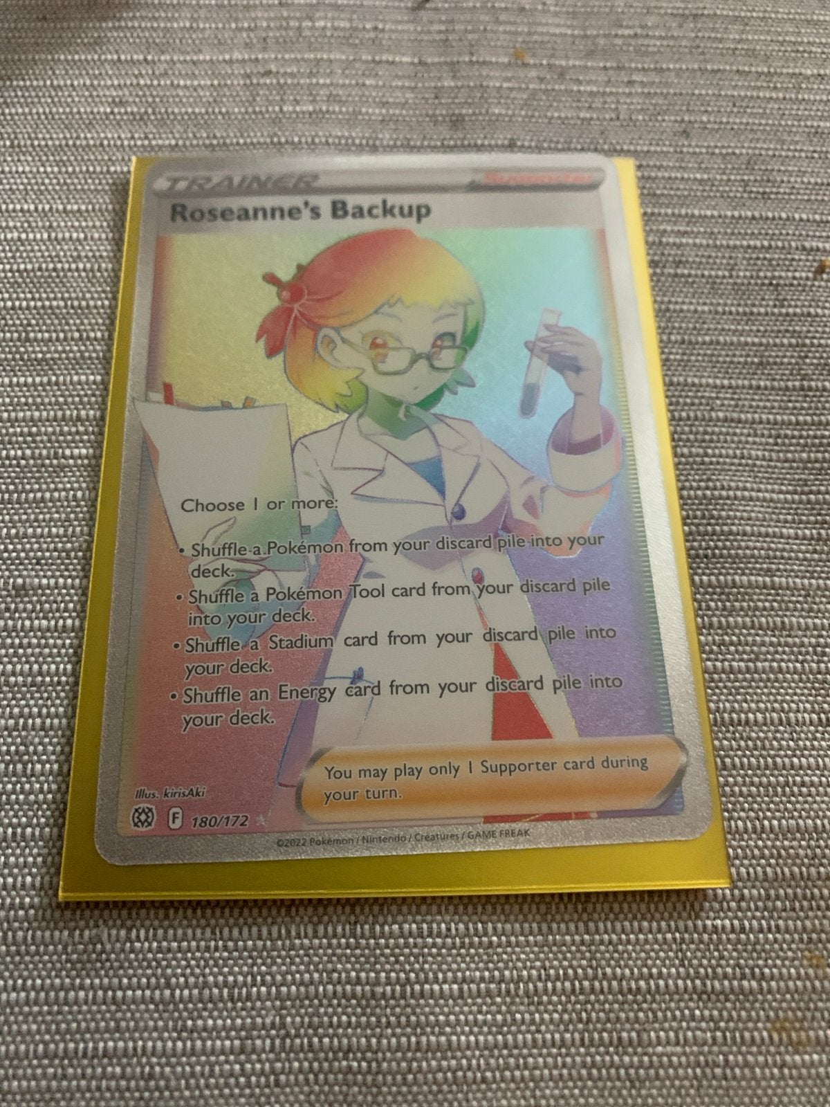 Roseanne's Backup Rainbow Rare Pokémon Kaart 180/172, Ophalen, Zo goed als nieuw, Losse kaart, Foil