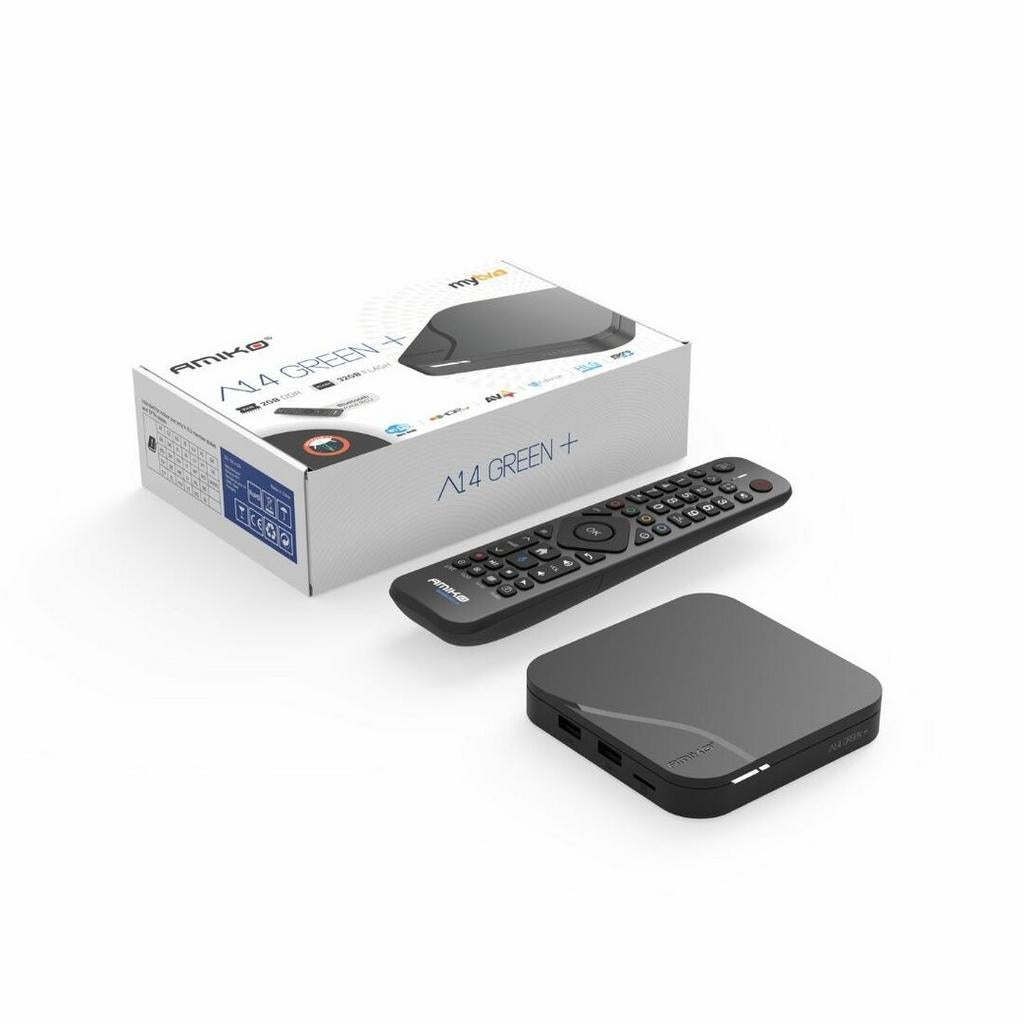 NIEUW Amiko A14 Green + plus media box, Audio, Tv en Foto, Mediaspelers, Ophalen of Verzenden, Nieuw, HDMI, Minder dan 500 GB