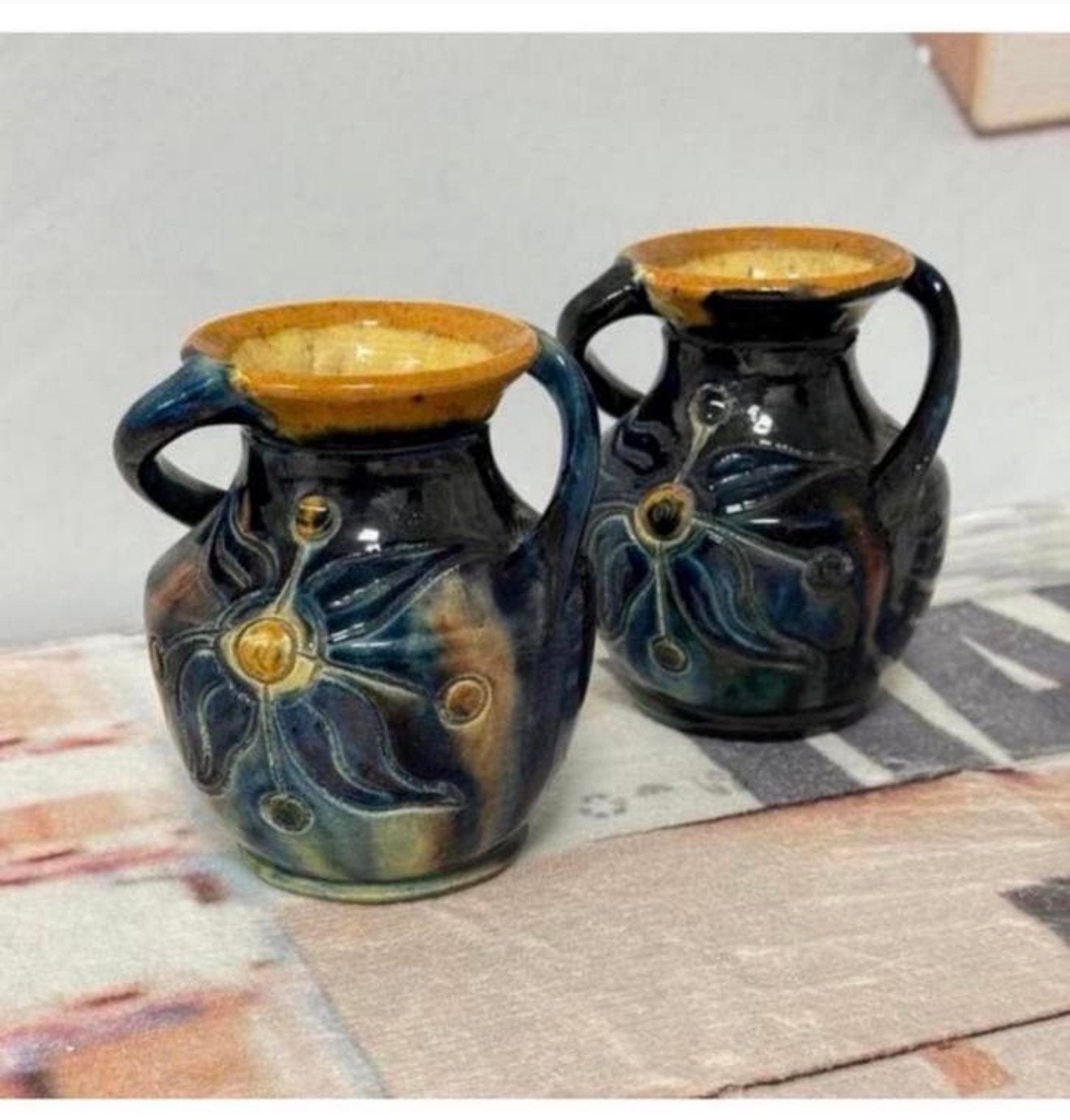 2x Vintage Belgische Vlaamse Tourhout Pottery vaas vazen, Ophalen of Verzenden