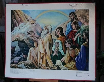 Bijbelse Prent: Offer van Noe, Ophalen of Verzenden, Gebruikt, Kaart of Prent, Christendom | Protestants
