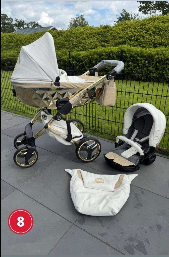Junama Handcraft  Glitter 2 White Gold  Kinderwagen NU € 899, Kinderen en Baby's, Kinderwagens en Combinaties, Niet ingevuld, Nieuw