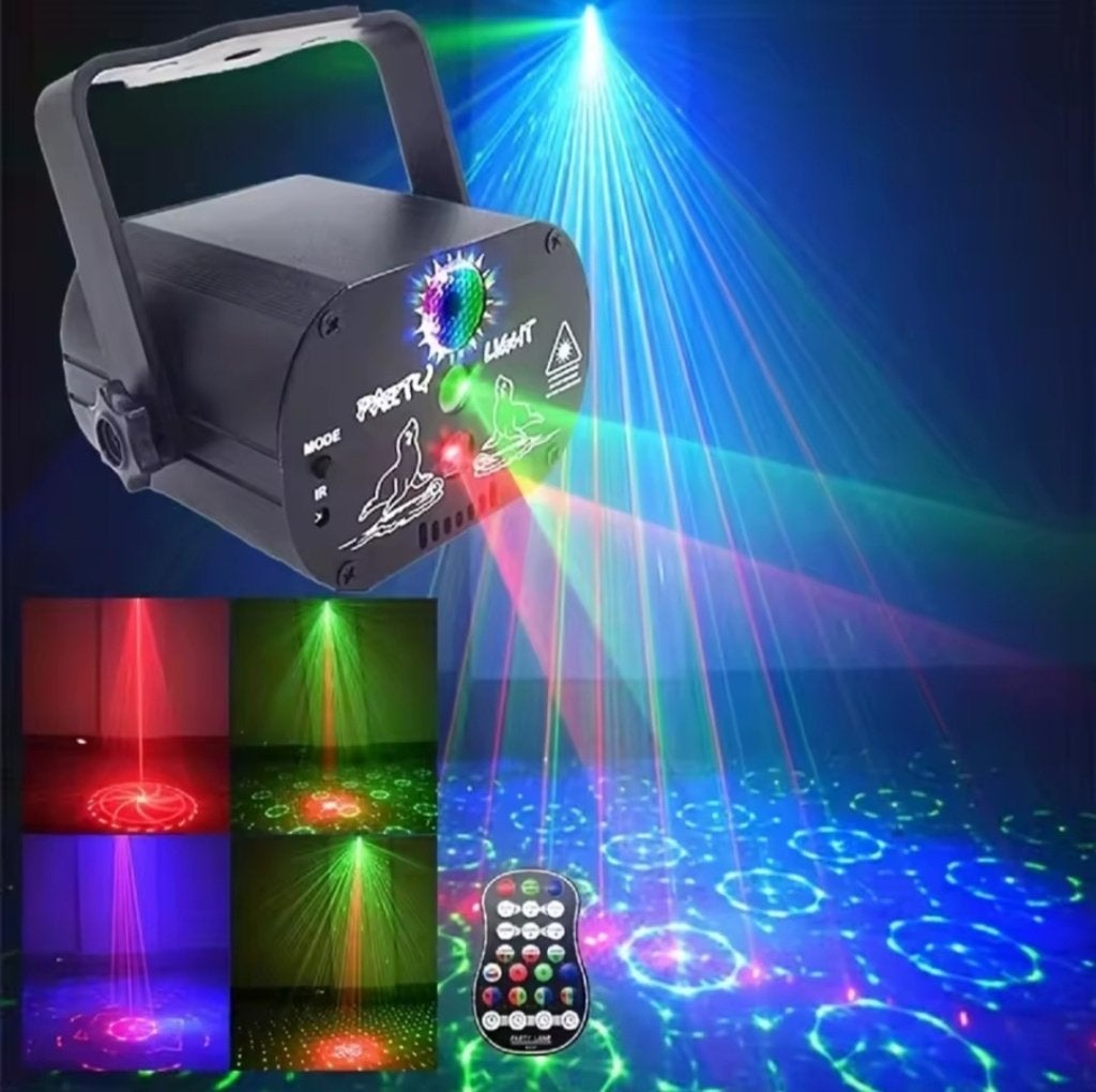 150 mW laser projector (rood/groen) met RGB LED lichteffect, Ophalen, Laser, Geluidgestuurd