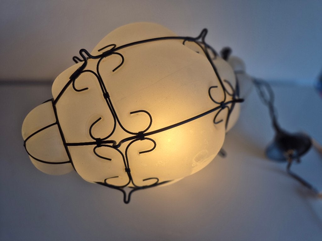 Grote Italiaanse Murano hanglamp, Ophalen, Zo goed als nieuw, Glas, E27 (groot)