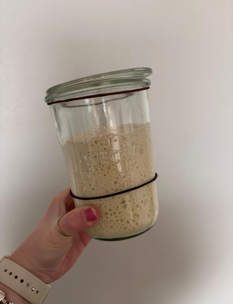 Actieve starter voor zuurdesembrood, Ophalen of Verzenden, Zo goed als nieuw, Meerkleurig, Glas