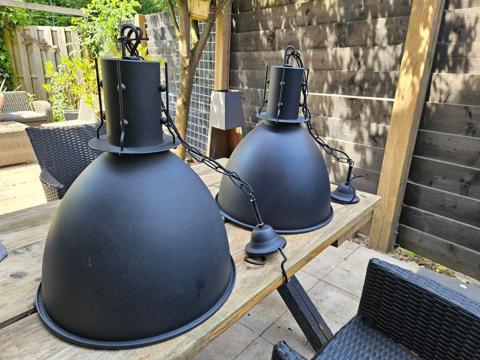 2x Industriële hanglampen LABEL 51, zwart, E27, Huis en Inrichting, Ophalen, E27 (groot), Zo goed als nieuw, Metaal