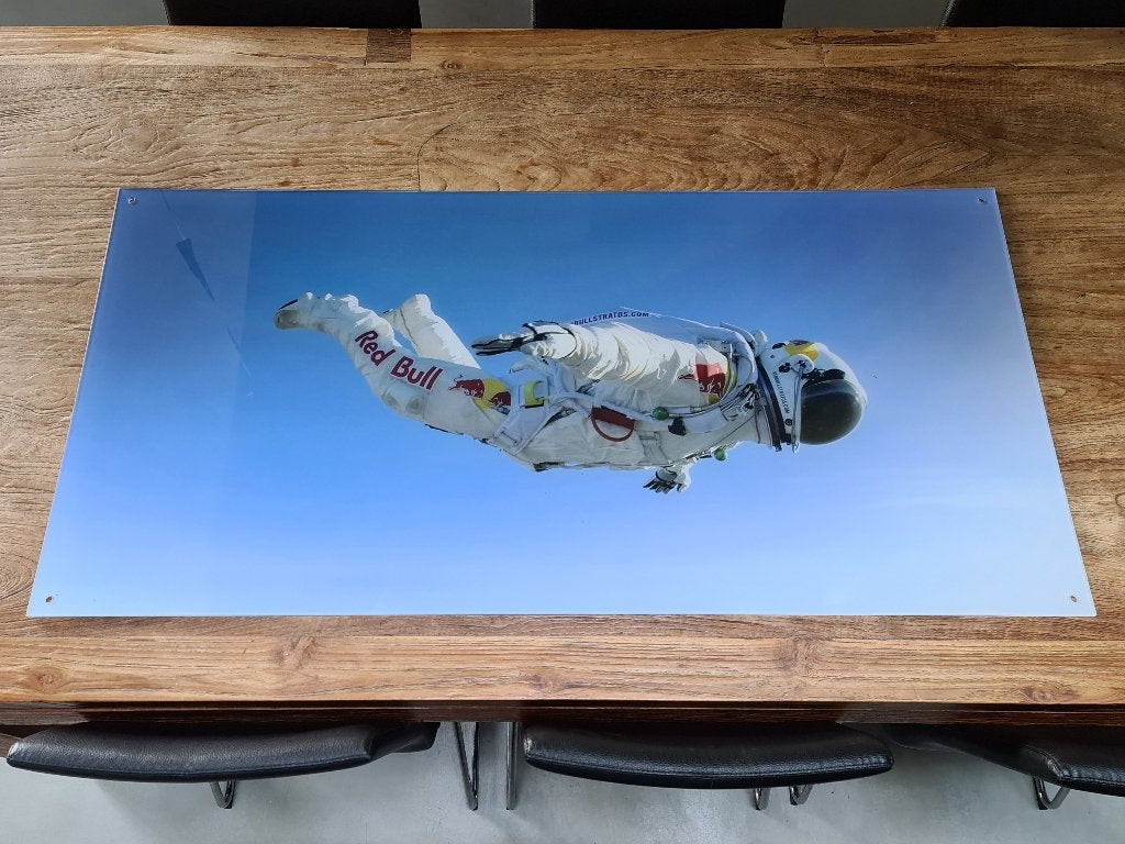Red Bull Stratos supersonic spacejump skydive 60x120cm groot, Ophalen, Gebruikt, Reclamebord